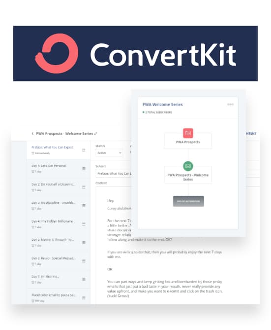 ConvertKit PWA email series screenshot