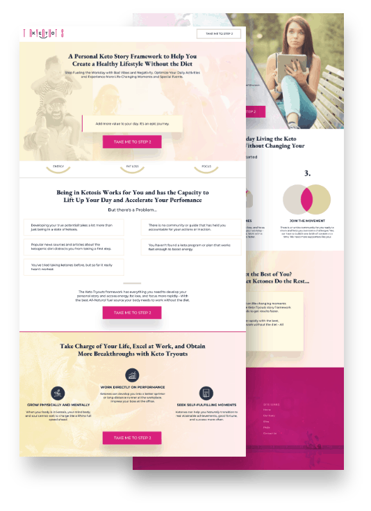 Keto Tryouts landing page design and template screenshot